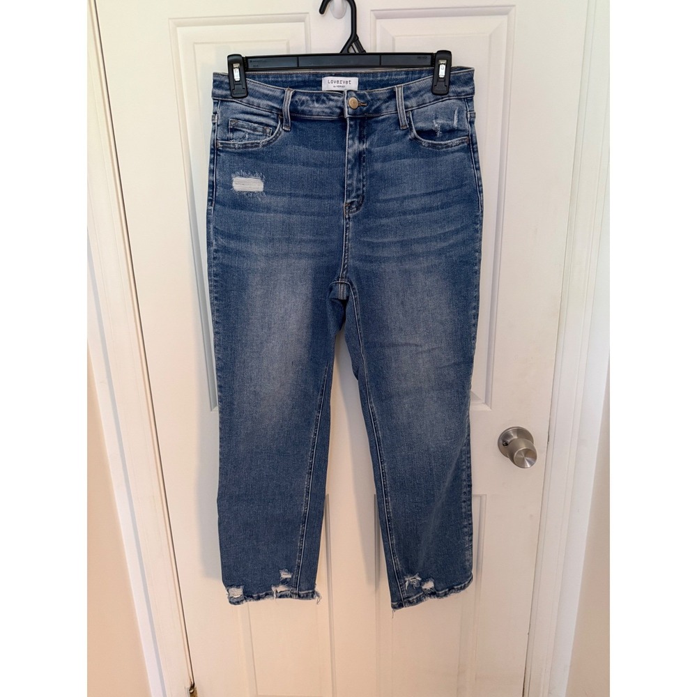 Lovervet by Vervet High Rise Distressed Straight Leg Cropped Jeans 31/13 LV1098